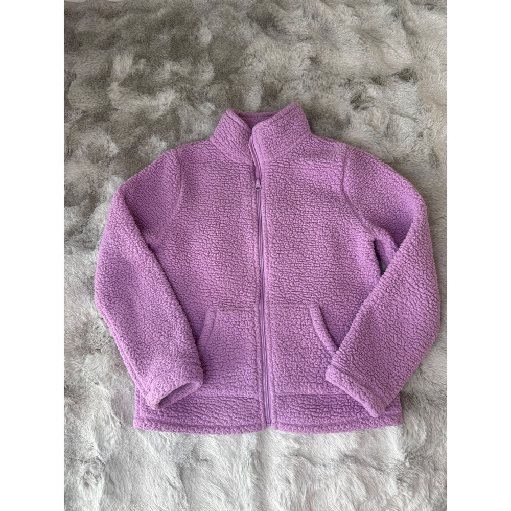 The Childrens Place Girls Purple Sherpa Fleece Full Zip Jacket Size L 10/12-0734